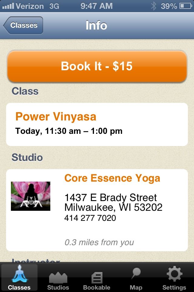 MINDBODY Yoga App featuring Core Essence Yoga