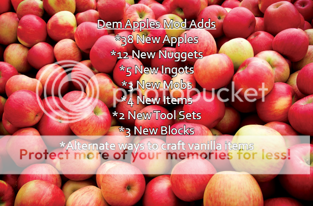 [1.6.4][SSP/SMP][Forge] &quot;Dem Apples+&quot; Adds More Apples, More Mobs, More Items, More Tools, + Much More To Be Added! Minecraft Mod